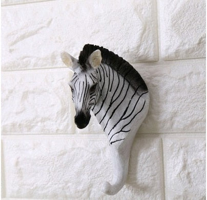 Resin Animal Head Key Holder Wall Decor