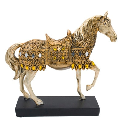 Resin Golden Trotting Horse Sculpture Desk Decoration
