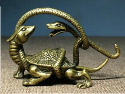 Vintage Bronze Turtle Dragon Lucky Charm Home Desk Decoration