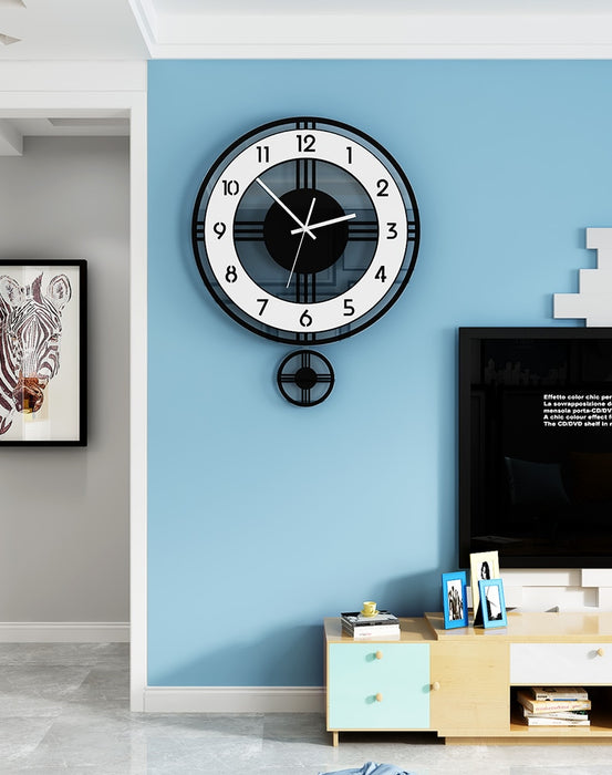 Black Stripe Aesthetic Pendulum Wall Clock