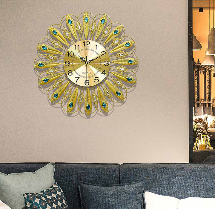 Large 3D Diamond Peacock Wall Clock