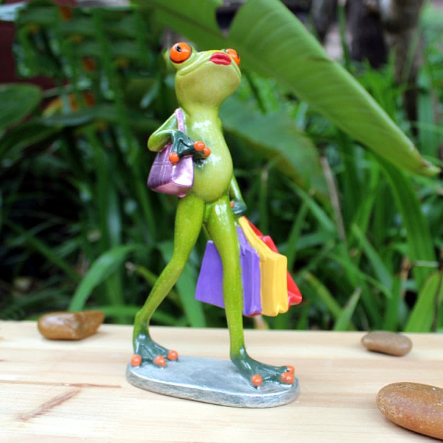Resin Stylish Frog Figurine Home Desk Decoration