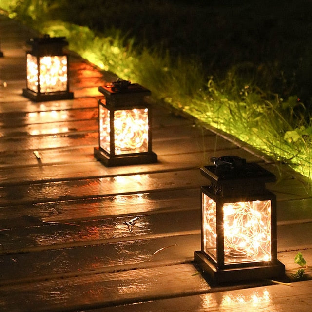 Solar Powered LED Twinkle Candle Lantern Outdoor Light