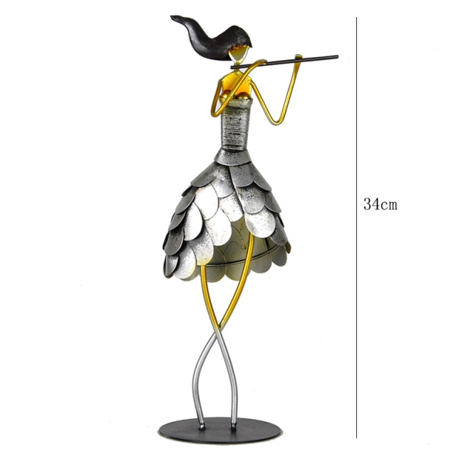 Retro Girls Band Metal Sculpture Home Office Decor