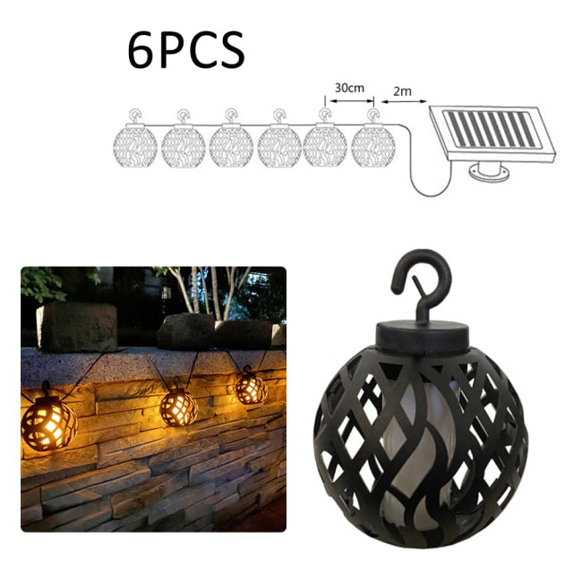 Solar LED Waterproof Flickering Flame Hanging Outdoor Light