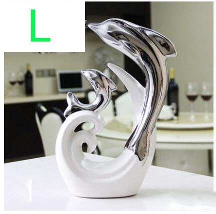 Ceramic Dolphin Figurine Home Office Decor