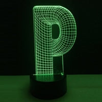 Alphabet Letter P 7 color USB Desk Light Home Decor