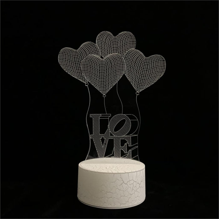 Romantic Hearts and Love 3D Lamp LED USB Desk Light Home Decor