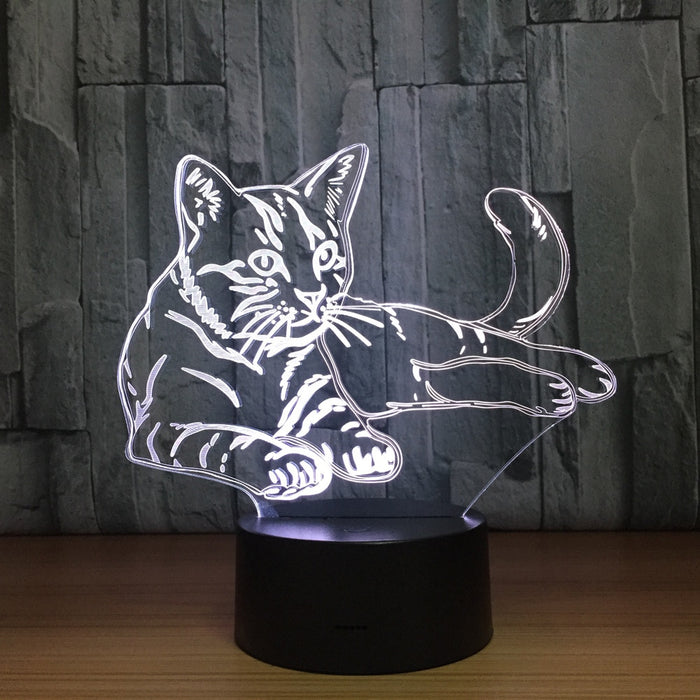 Lovely Cat 3D LED 7 Colors USB Desk Light Home Decor