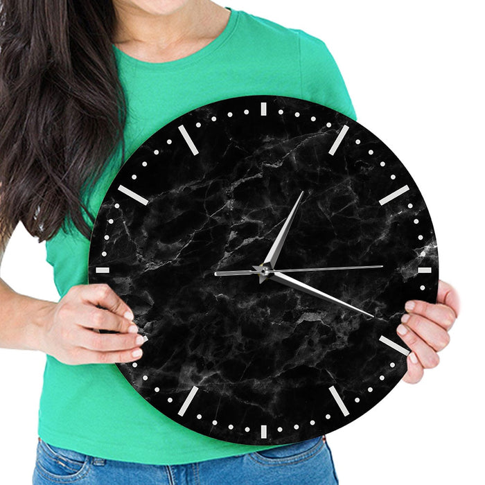 Black Marble Design Minimalist Wall Clock