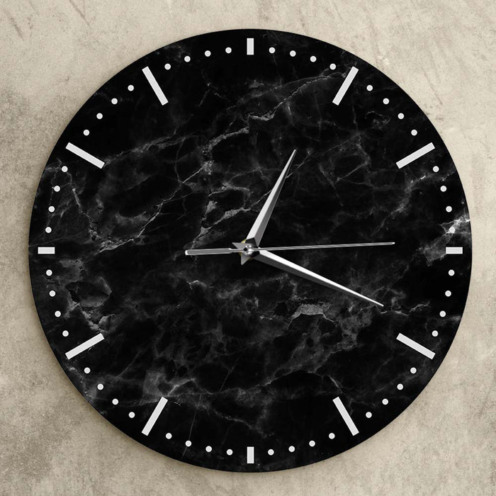 Black Marble Design Minimalist Wall Clock