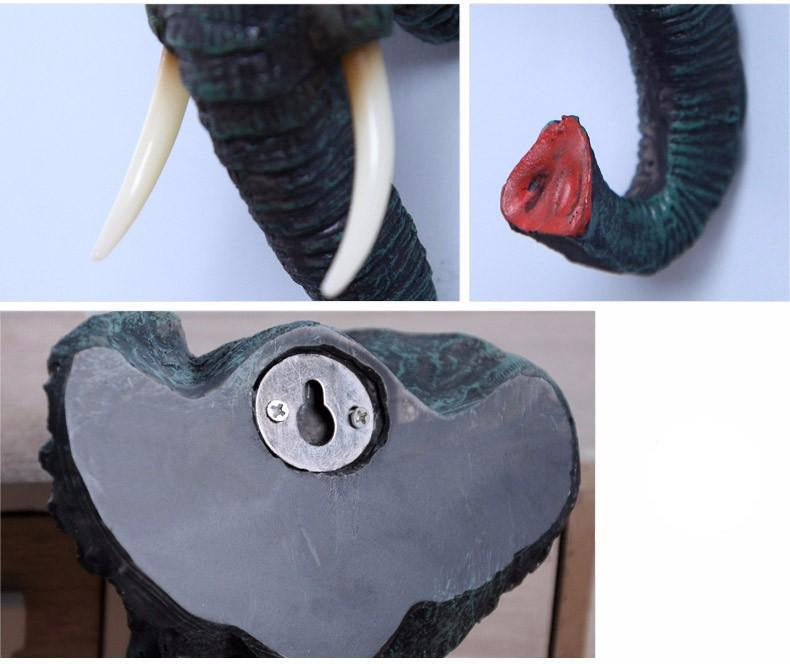 Resin Animal Head Key Holder Wall Decor