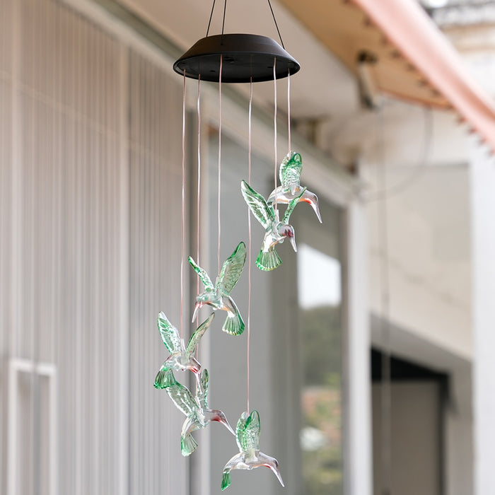 Solar Hummingbird Wind Chimes LED Outdoor Light
