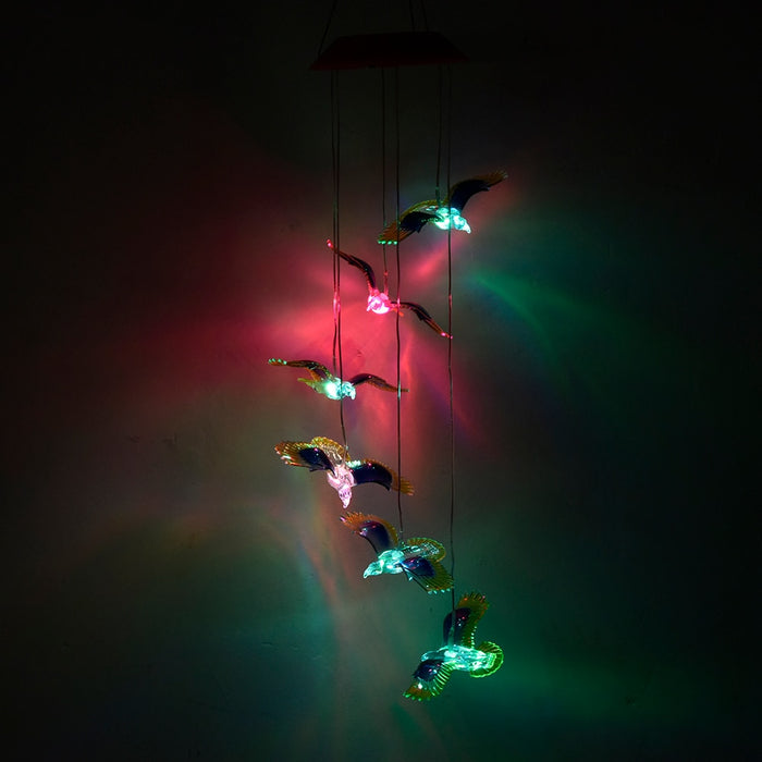 Solar Hummingbird Wind Chimes LED Outdoor Light