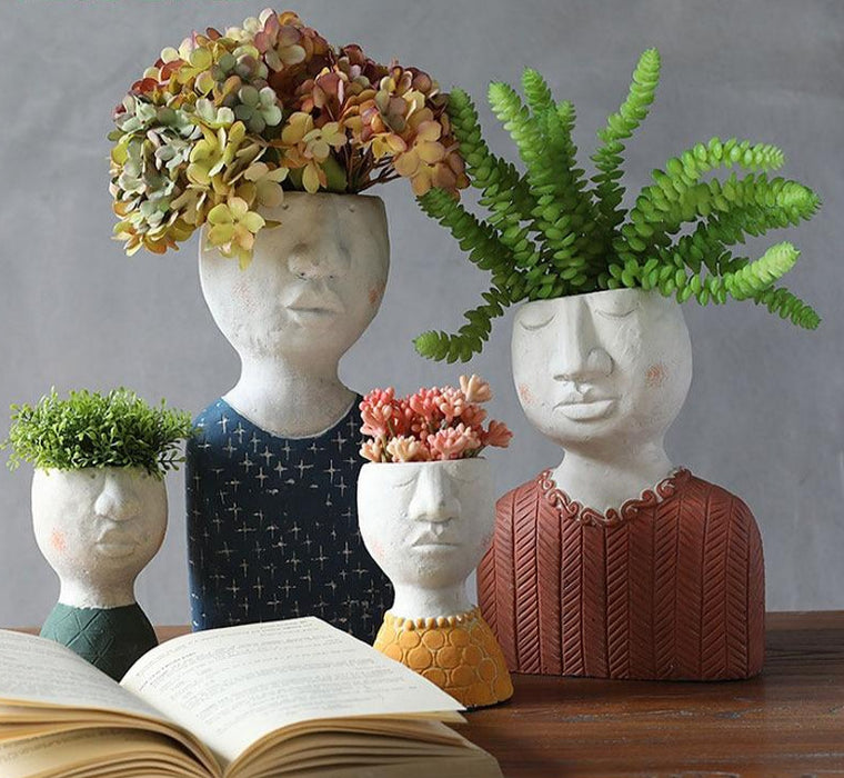 Succulents Flower Pot Sculpture Home Office Decor