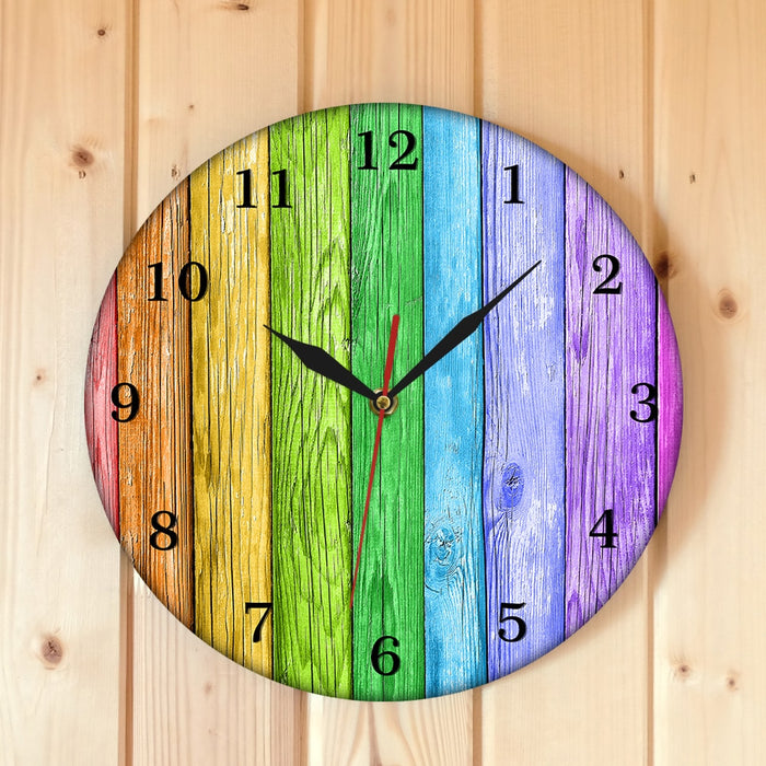 Colorful Retro Wood Background Creative Wall Clock