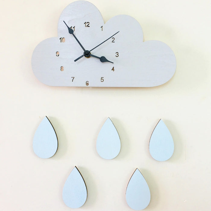 Cloud Shaped with Colorful Raindrops Design Wall Clock