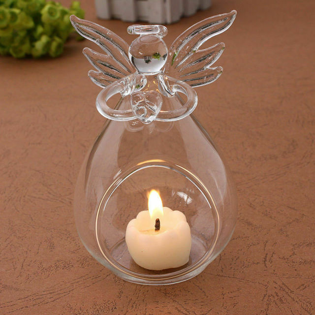 Hollow Glass Angel Candle Holder Outdoor Light