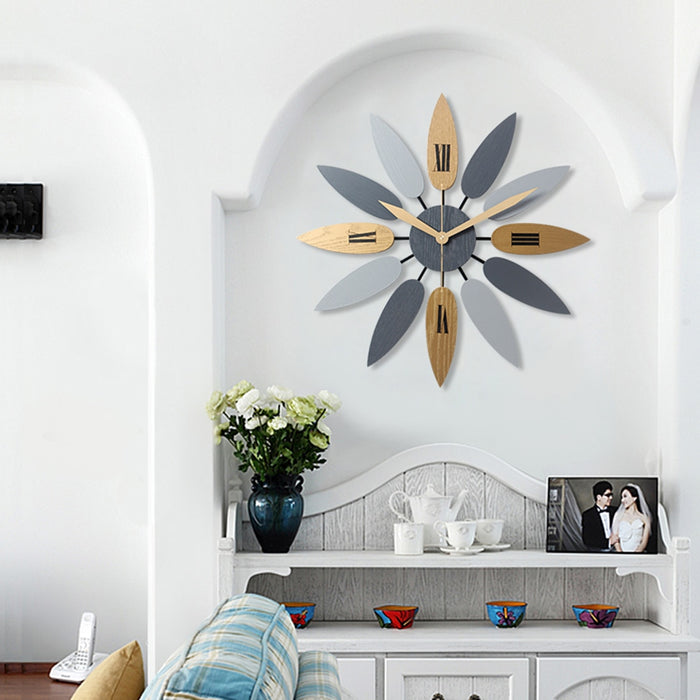 Colorful Minimalist Leaf Design Simple Wall Clock