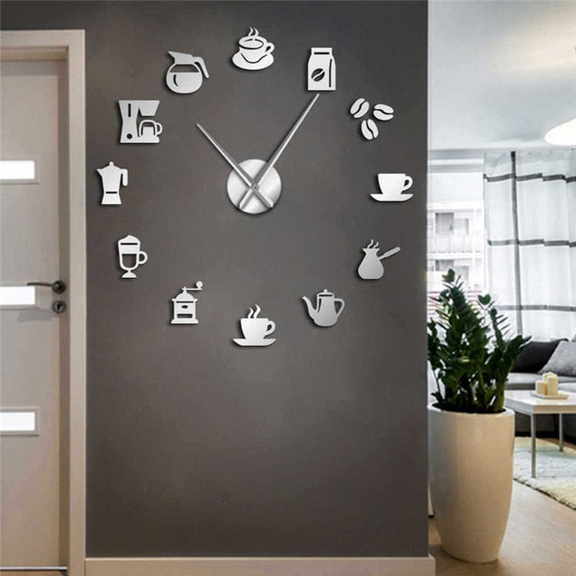 3D Coffee Shop Accessories DIY Wall Clock