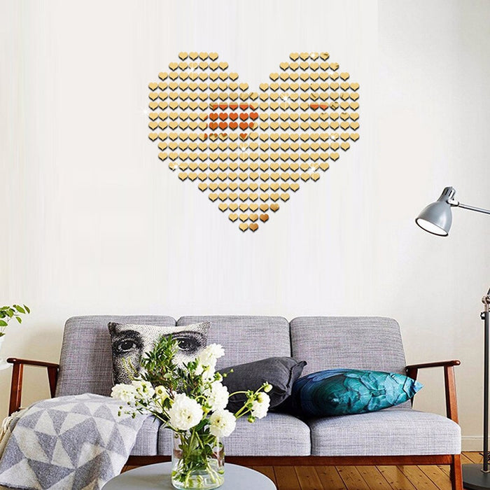 Mirror Effect "Heart Shape" Wall Sticker