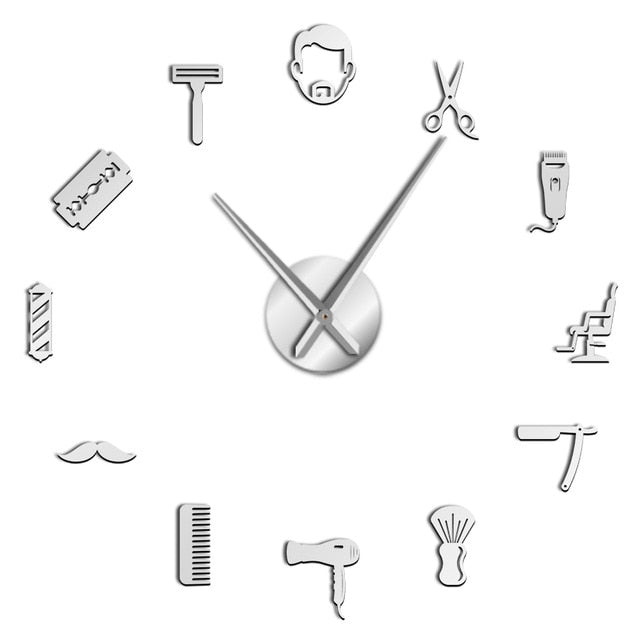 Frameless "Hair Salon" Design DIY Wall Clock