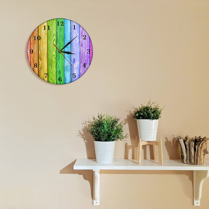 Colorful Retro Wood Background Creative Wall Clock