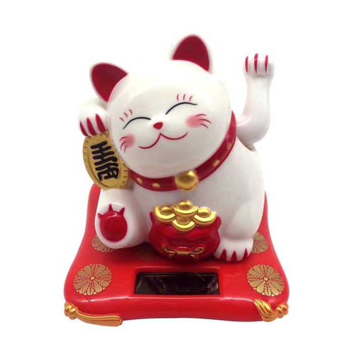 Solar Powered Cat Waving Arm Lucky Charm Home Desk Decoration