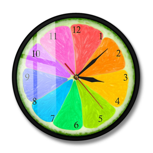 Colorful Citrus Metalframe Decor Wall Clock