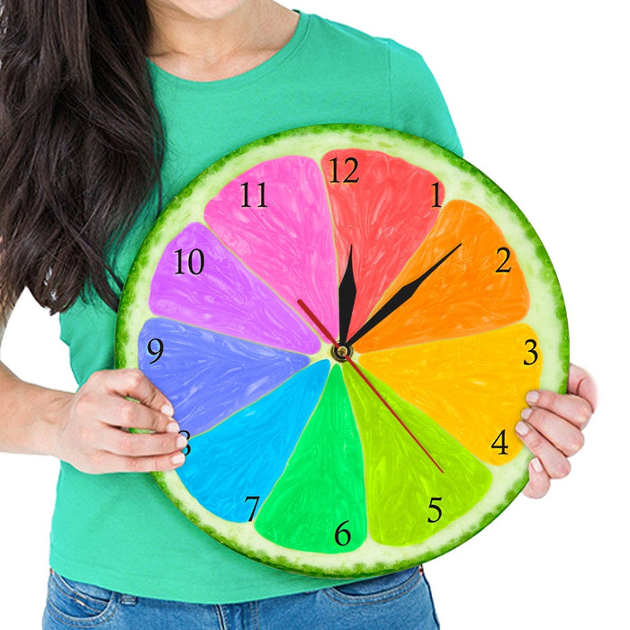 Colorful Citrus Metalframe Decor Wall Clock