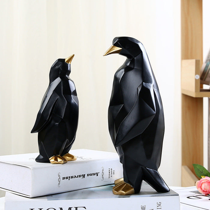 Geometric Penguin Sculpture Home Office Decor