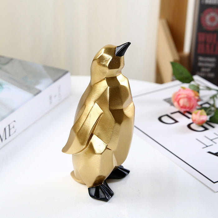 Geometric Penguin Sculpture Home Office Decor