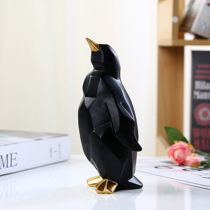 Geometric Penguin Sculpture Home Office Decor