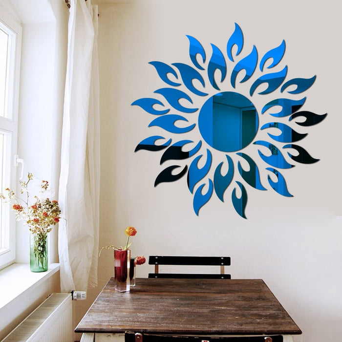 3D Sun Shine Design Mirror Effect DIY Sticker Wall Decoration