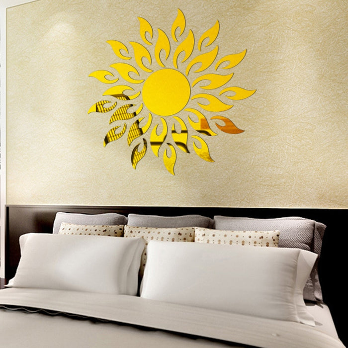 3D Sun Shine Design Mirror Effect DIY Sticker Wall Decoration