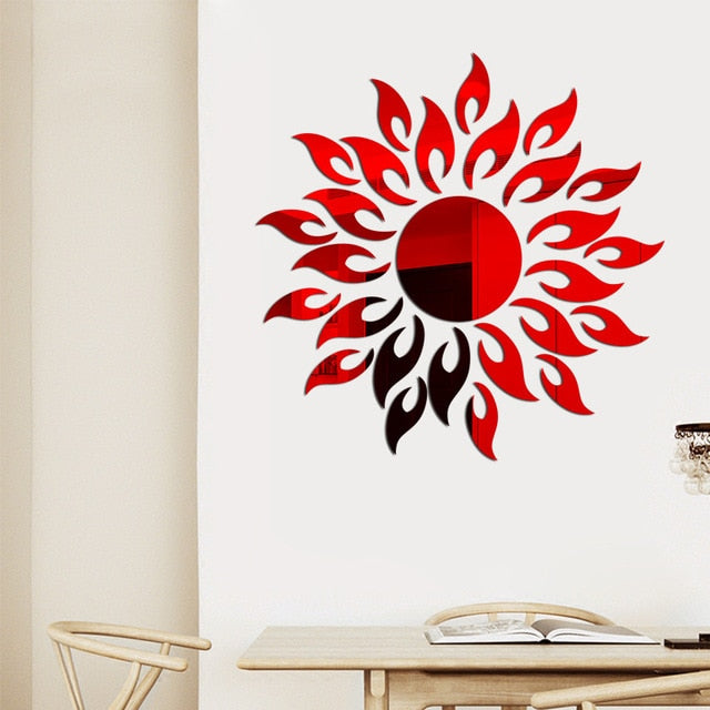 3D Sun Shine Design Mirror Effect DIY Sticker Wall Decoration