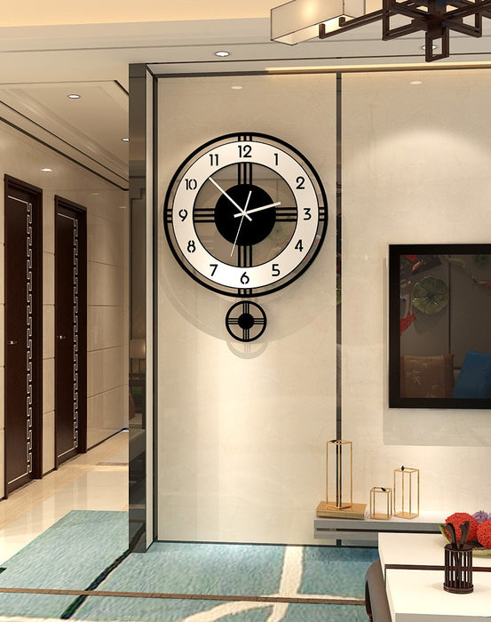 Black Stripe Aesthetic Pendulum Wall Clock