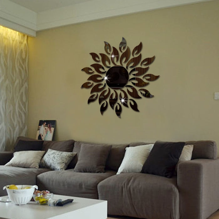 Vinyl Sun Flower Design DIY Sticker Wall Mirror