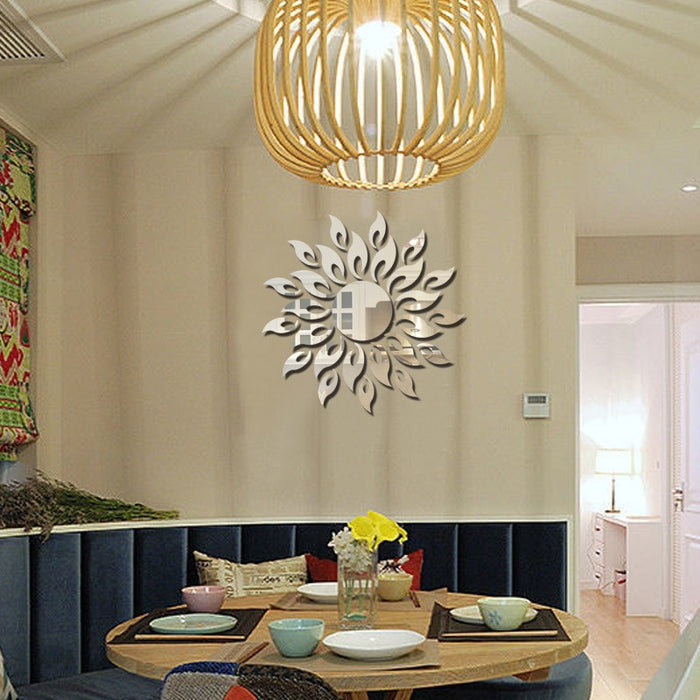 Vinyl Sun Flower Design DIY Sticker Wall Mirror