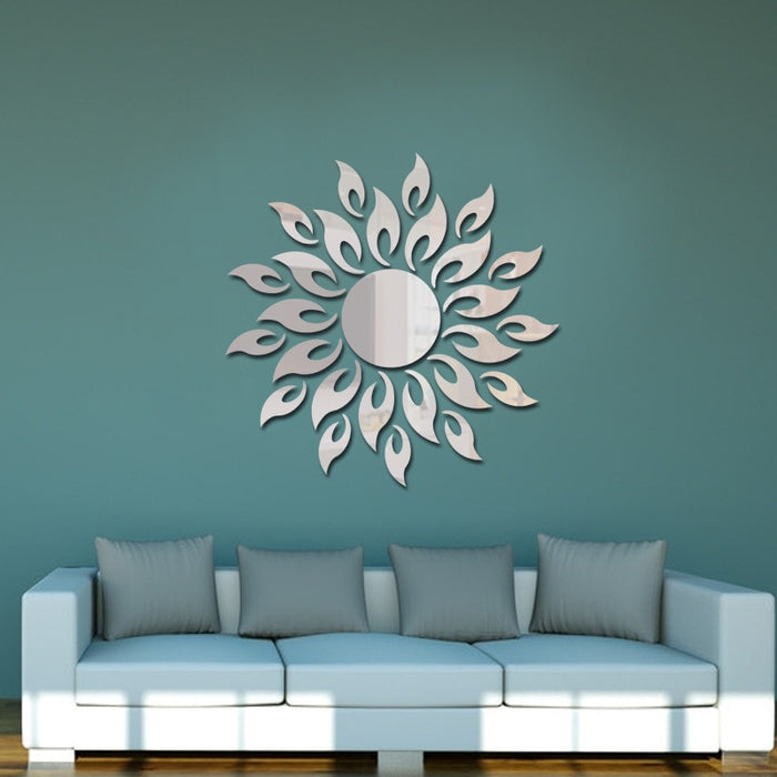 Vinyl Sun Flower Design DIY Sticker Wall Mirror