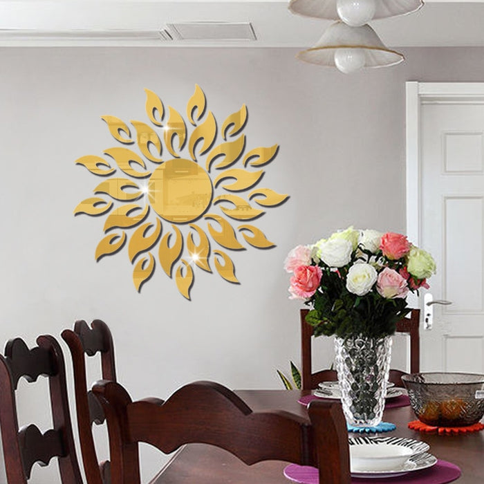 Vinyl Sun Flower Design DIY Sticker Wall Mirror