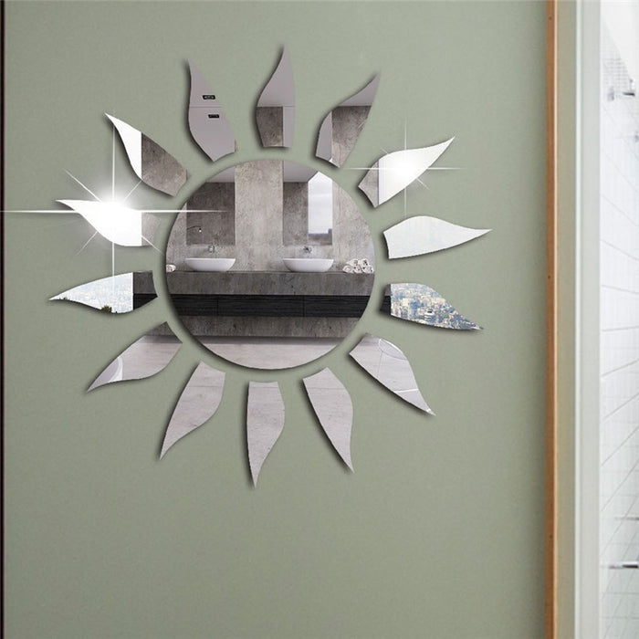 Vinyl Sun Flower Design DIY Sticker Wall Mirror
