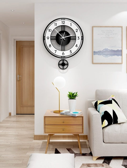 Black Stripe Aesthetic Pendulum Wall Clock