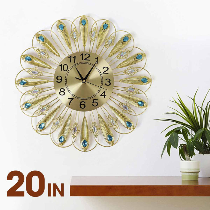 Large 3D Diamond Peacock Wall Clock