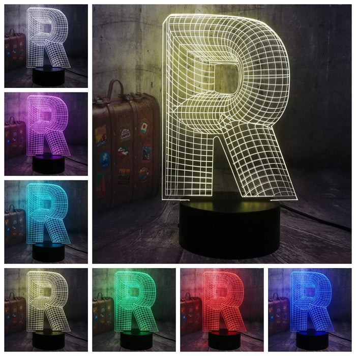 Alphabet Letter R 3D LED Desk Light Home Decor