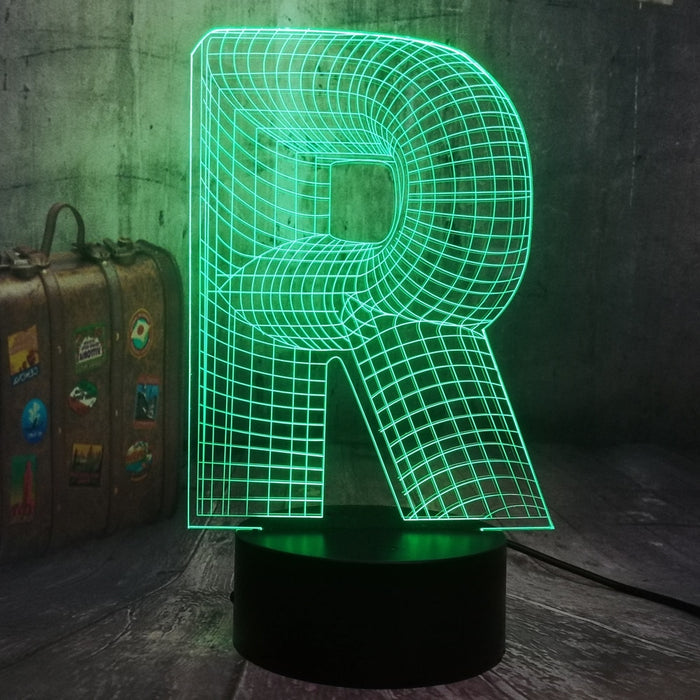 Alphabet Letter R 3D LED Desk Light Home Decor