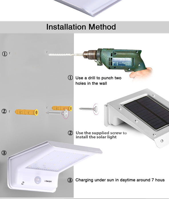LED Solar PIR Motion Sensor Waterproof Outdoor Light