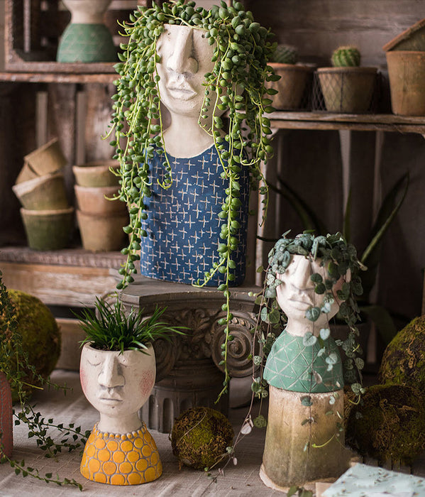Succulents Flower Pot Sculpture Home Office Decor