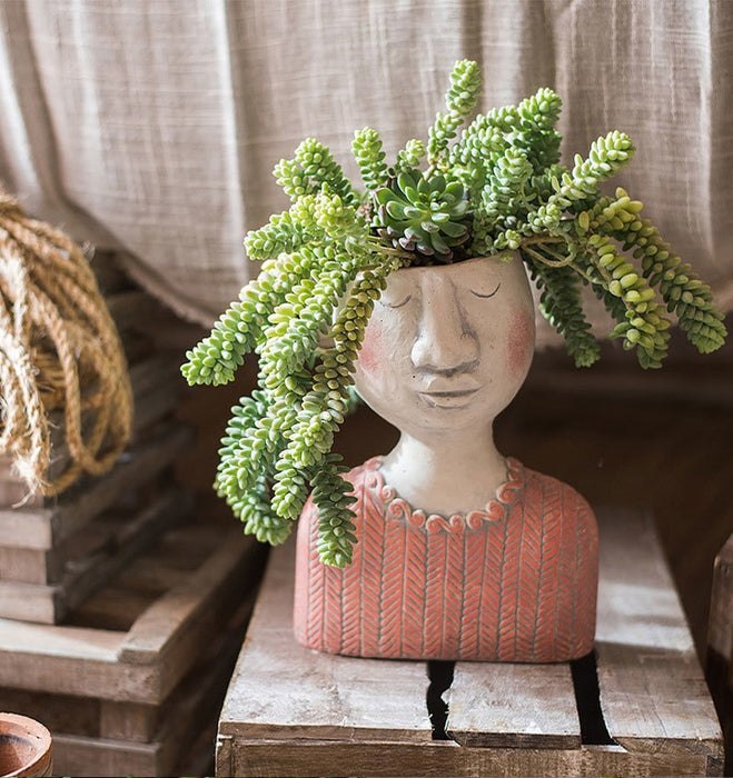 Succulents Flower Pot Sculpture Home Office Decor