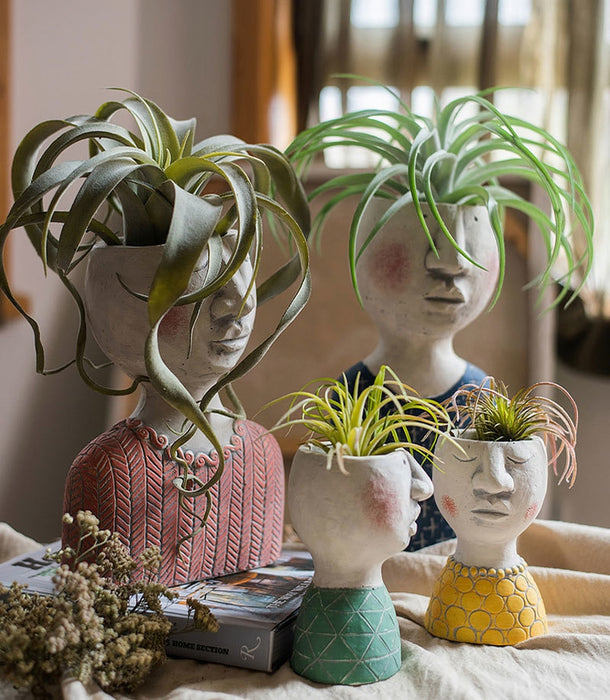Succulents Flower Pot Sculpture Home Office Decor